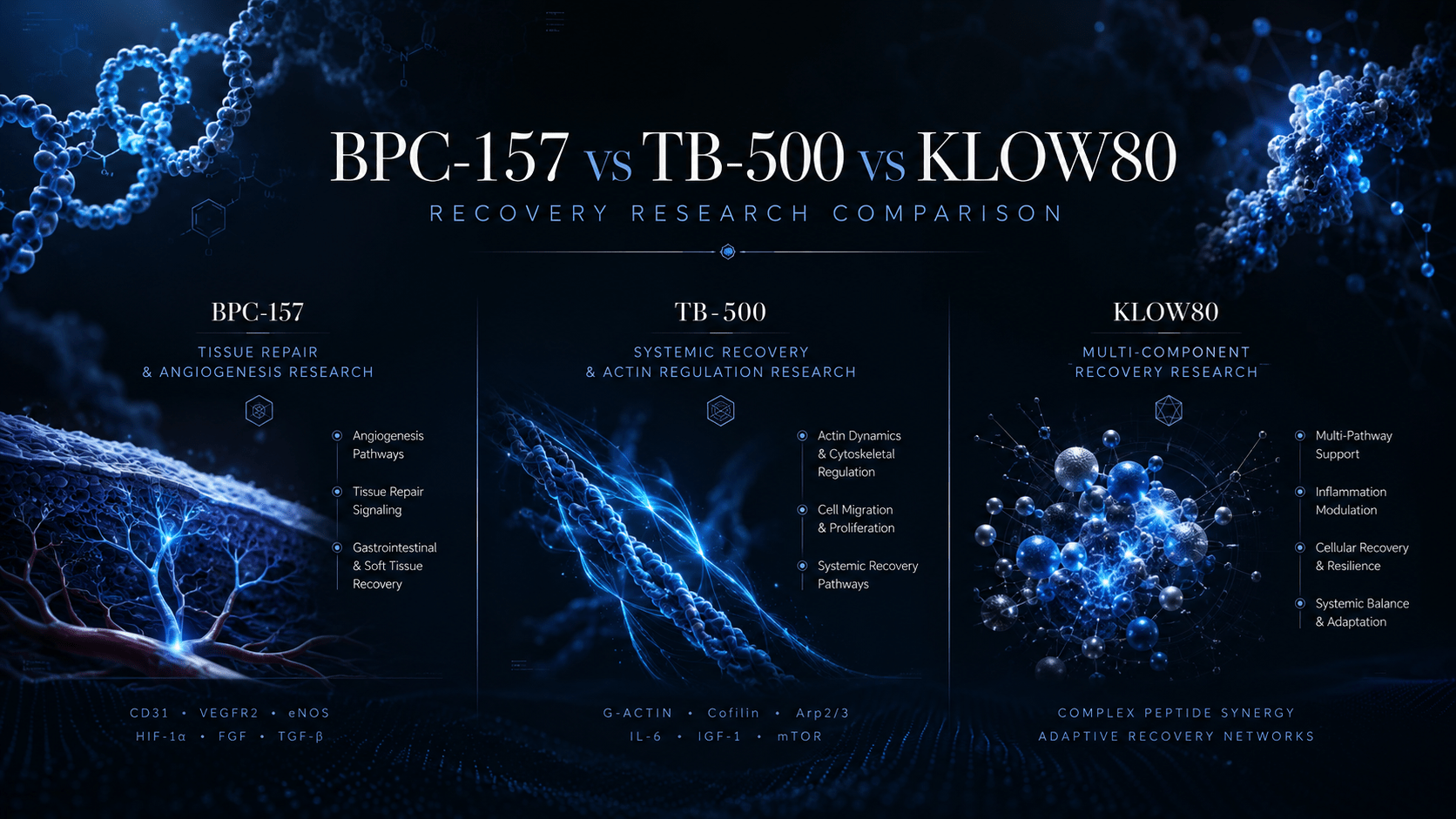 BPC-157 vs TB-500 vs KLOW80 Research Comparison - Avion Biolabs