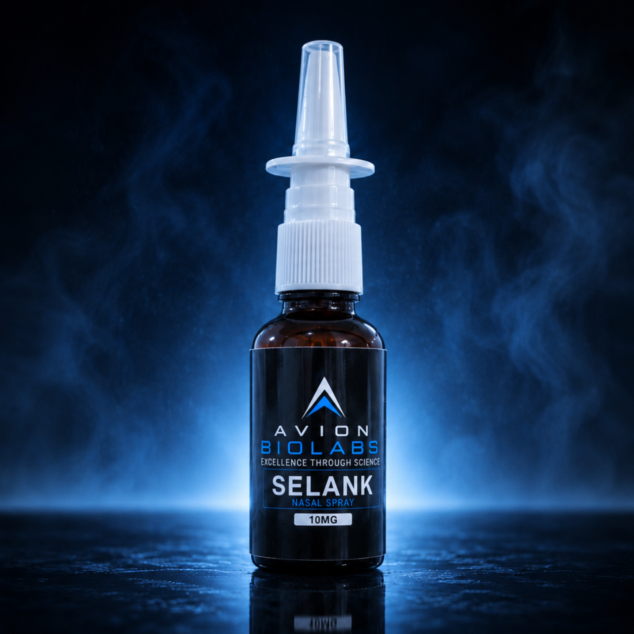 Avion BioLabs Selank 10mg research nasal spray bottle
