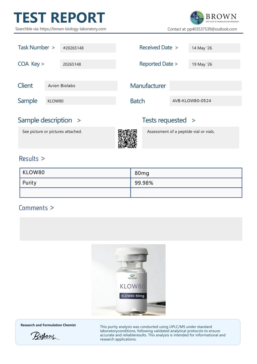 KLOW 80mg UK Stock Research Peptide Blend Avion BioLabs