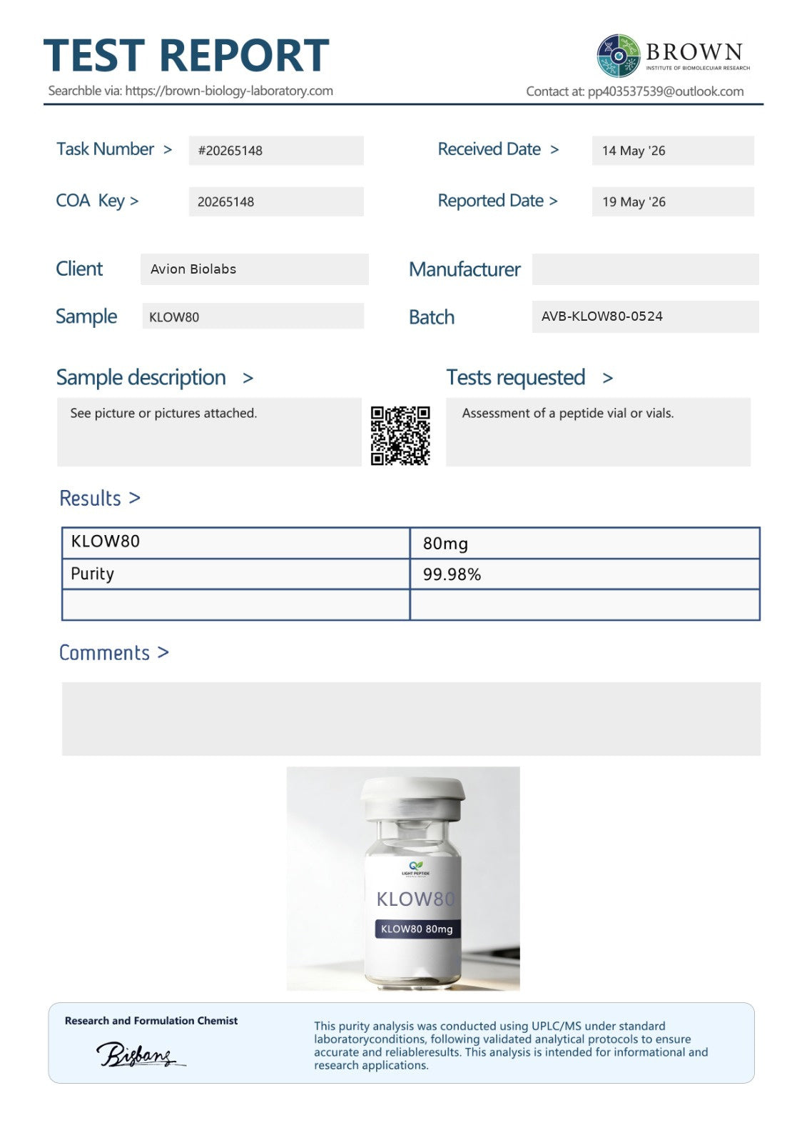 KLOW 80mg UK Stock Research Peptide Blend Avion BioLabs