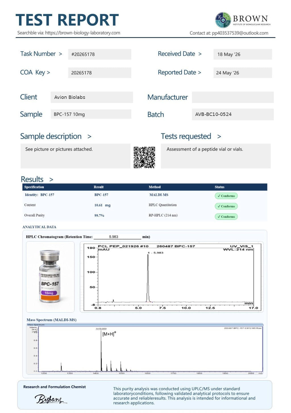 BPC-157 10mg | UK Research Peptide | Avion BioLabsAvion Biolabs