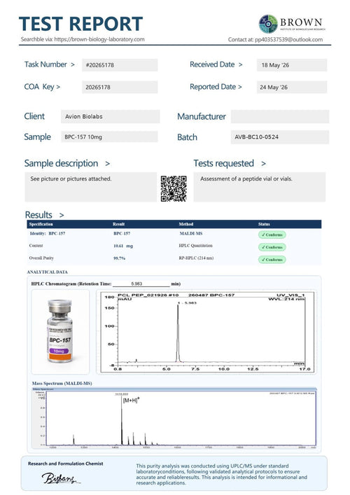 BPC-157 10mg | UK Research Peptide | Avion BioLabsAvion Biolabs