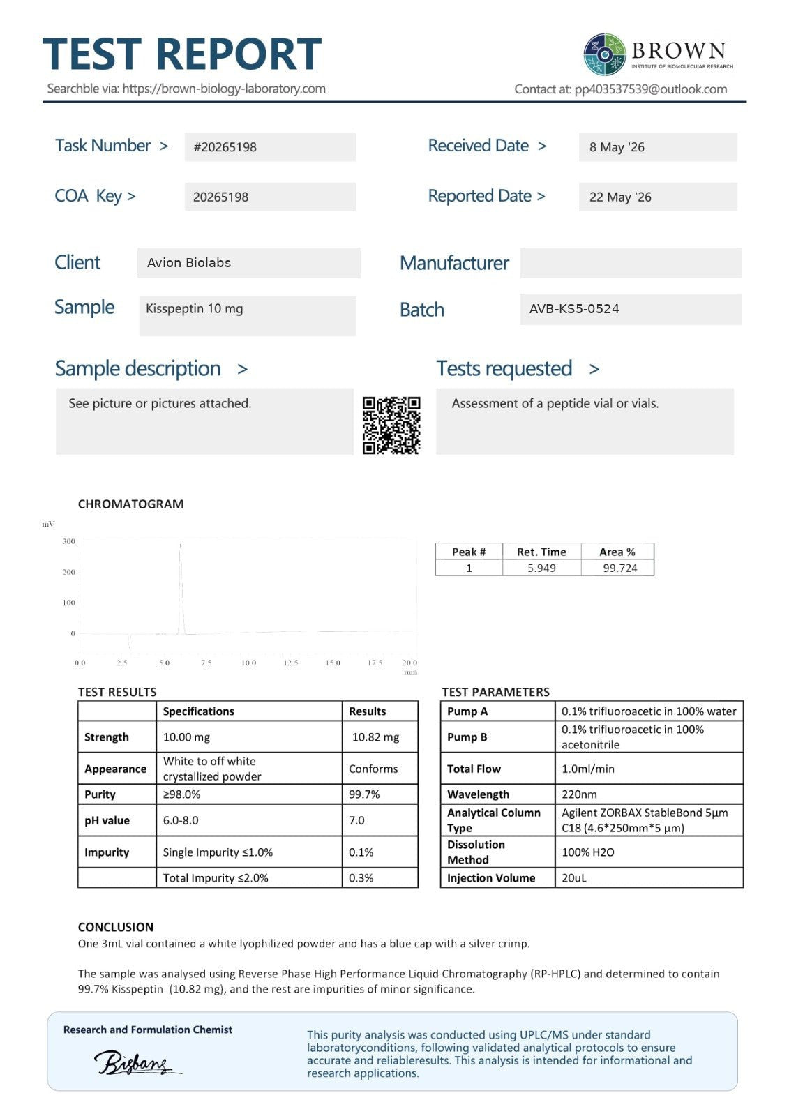 Kisspeptin-10 5mg | UK Stock | Research PeptideResearch PeptideAvion BioLabs