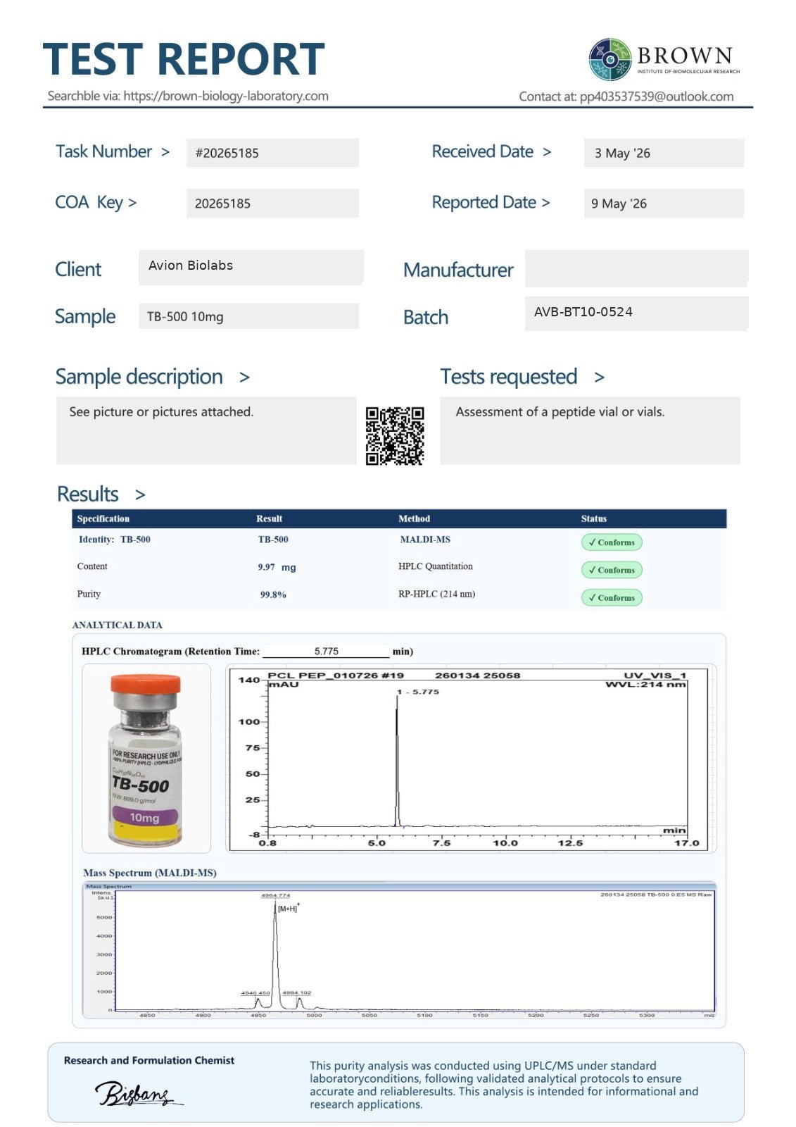 TB-500 10mg | UK Stock | Research PeptideAvion Biolabs